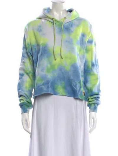 Pre-owned Aviator Nation Tie-dye Print Crew Neck Hoodie In Blue
