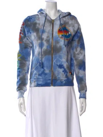 Pre-owned Aviator Nation Tie-dye Print Crew Neck Hoodie In Blue