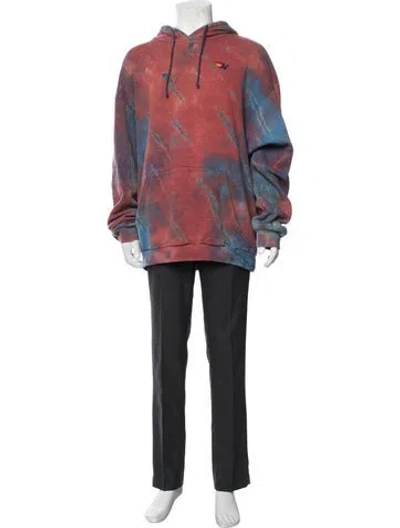 Pre-owned Aviator Nation Tie-dye Print Crew Neck Hoodie In Red