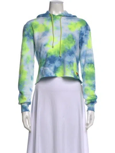 Pre-owned Aviator Nation Tie-dye Print Crew Neck Hoodie In White