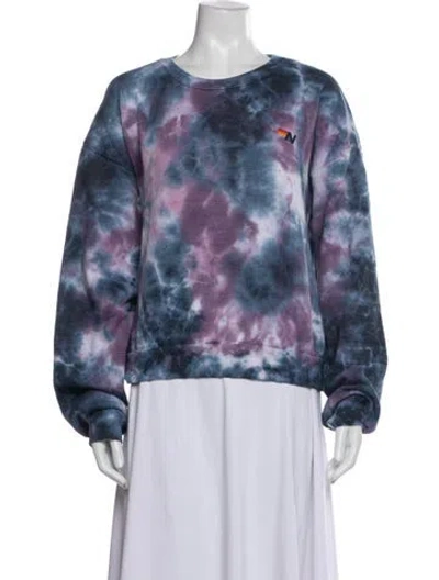 Pre-owned Aviator Nation Tie-dye Print Crew Neck Sweater In Blue