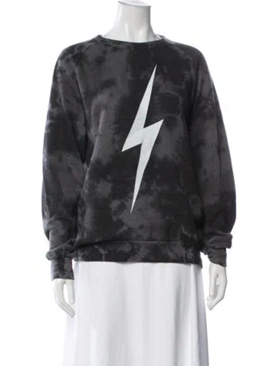 Pre-owned Aviator Nation Tie-dye Print Crew Neck Sweatshirt In Black