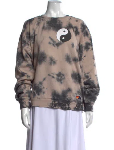 Pre-owned Aviator Nation Tie-dye Print Crew Neck Sweatshirt In Black/neutrals
