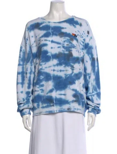 Pre-owned Aviator Nation Tie-dye Print Crew Neck Sweatshirt In Blue