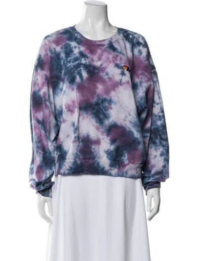 Pre-owned Aviator Nation Tie-dye Print Crew Neck Sweatshirt In Blue