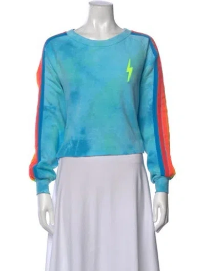 Pre-owned Aviator Nation Tie-dye Print Crew Neck Sweatshirt In Blue