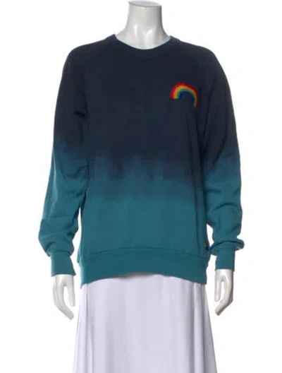 Pre-owned Aviator Nation Tie-dye Print Crew Neck Sweatshirt In Blue