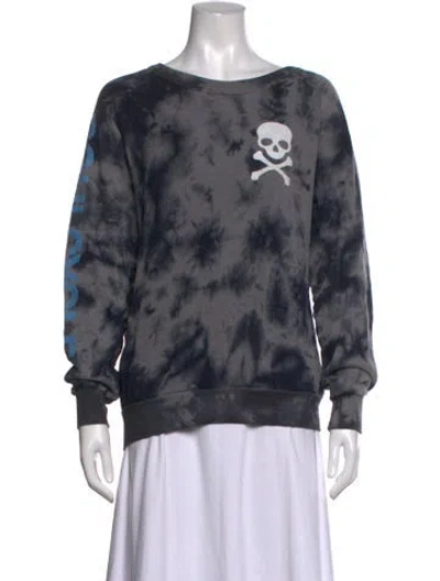 Pre-owned Aviator Nation Tie-dye Print Crew Neck Sweatshirt In Blue