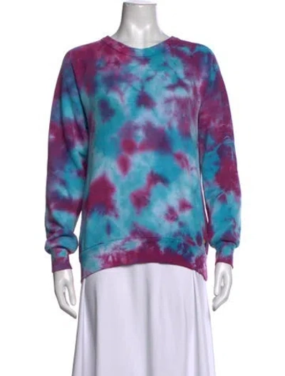 Pre-owned Aviator Nation Tie-dye Print Crew Neck Sweatshirt In Blue