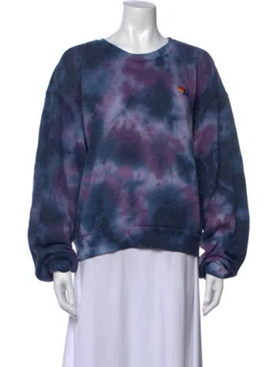 Pre-owned Aviator Nation Tie-dye Print Crew Neck Sweatshirt In Blue/purple
