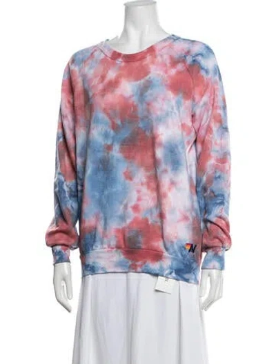 Pre-owned Aviator Nation Tie-dye Print Crew Neck Sweatshirt In Blue/red