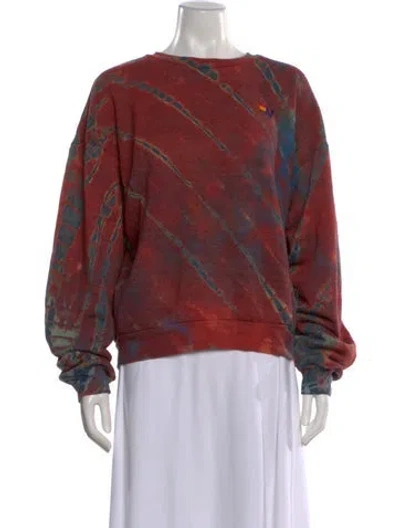 Pre-owned Aviator Nation Tie-dye Print Crew Neck Sweatshirt In Burgundy