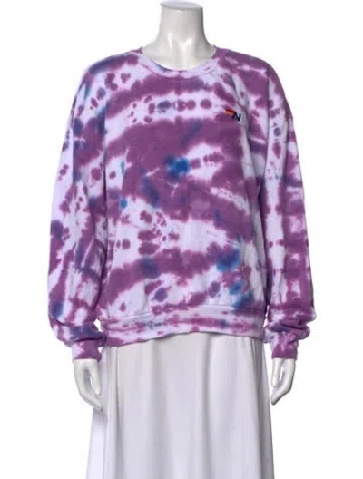 Pre-owned Aviator Nation Tie-dye Print Crew Neck Sweatshirt In Purple