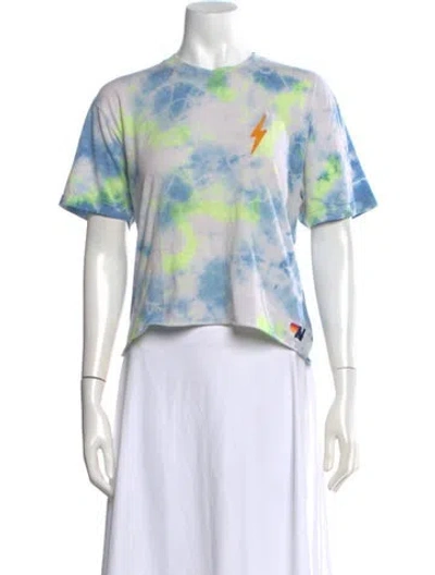 Pre-owned Aviator Nation Tie-dye Print Crew Neck T-shirt In Blue