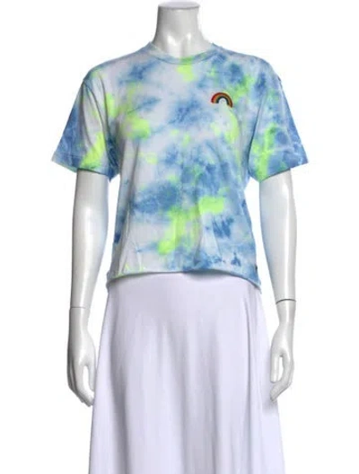 Pre-owned Aviator Nation Tie-dye Print Crew Neck T-shirt In Blue