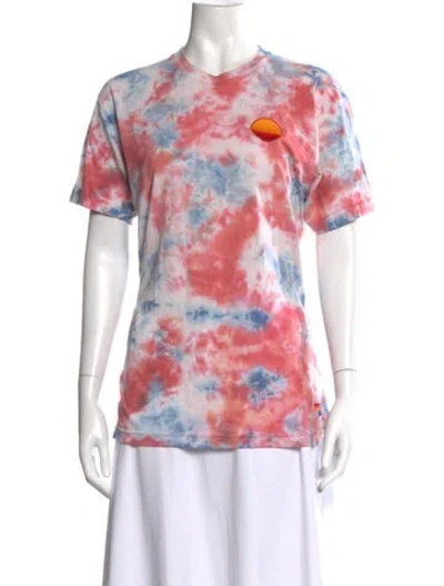 Pre-owned Aviator Nation Tie-dye Print Crew Neck T-shirt In Blue