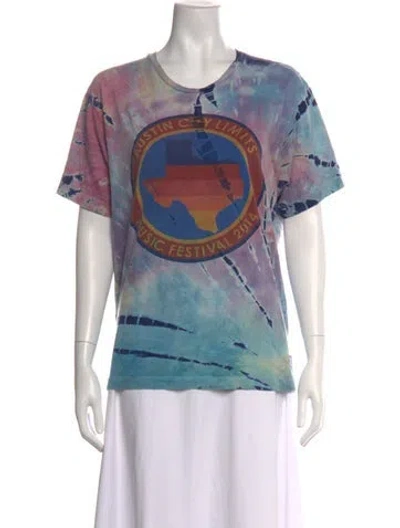 Pre-owned Aviator Nation Tie-dye Print Crew Neck T-shirt In Blue