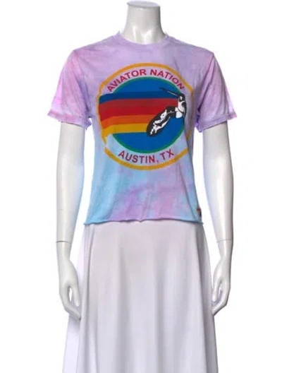 Pre-owned Aviator Nation Tie-dye Print Crew Neck T-shirt In Multicolor