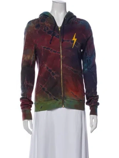 Pre-owned Aviator Nation Tie-dye Print Embroidered Accent Lounge Set In Multi