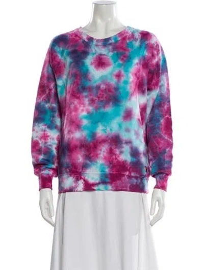 Pre-owned Aviator Nation Tie-dye Print Embroidered Accent Lounge Set In Pink