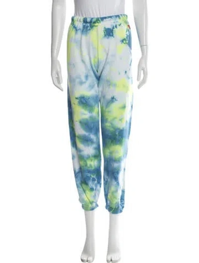 Pre-owned Aviator Nation Tie-dye Print Embroidered Accent Sweatpants In Blue