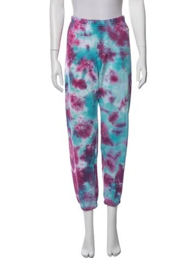 Pre-owned Aviator Nation Tie-dye Print Embroidered Accent Sweatpants In Blue