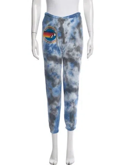 Pre-owned Aviator Nation Tie-dye Print Embroidered Accent Sweatpants In Blue