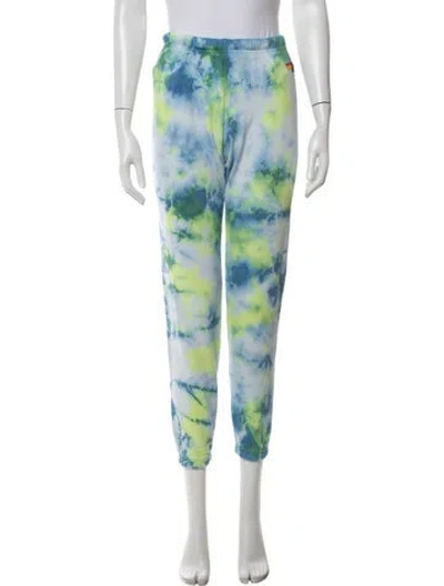 Pre-owned Aviator Nation Tie-dye Print Embroidered Accent Sweatpants In Blue
