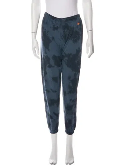 Pre-owned Aviator Nation Tie-dye Print Embroidered Accent Sweatpants In Blue