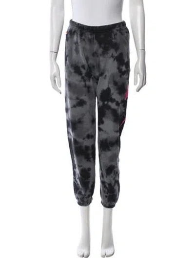 Pre-owned Aviator Nation Tie-dye Print Embroidered Accent Sweatpants In Gray