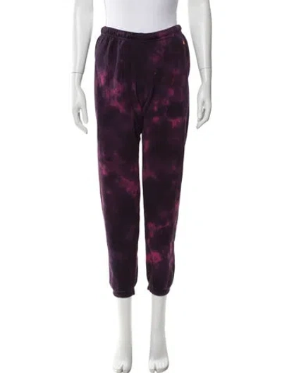 Pre-owned Aviator Nation Tie-dye Print Embroidered Accent Sweatpants In Purple