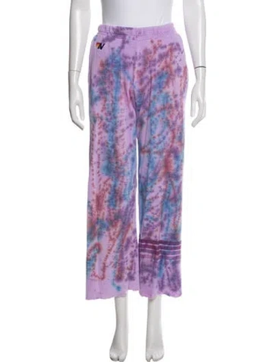 Pre-owned Aviator Nation Tie-dye Print Embroidered Accent Sweatpants In Purple