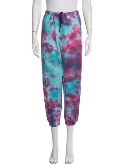 Pre-owned Aviator Nation Tie-dye Print Embroidered Accent Sweatpants In Purple
