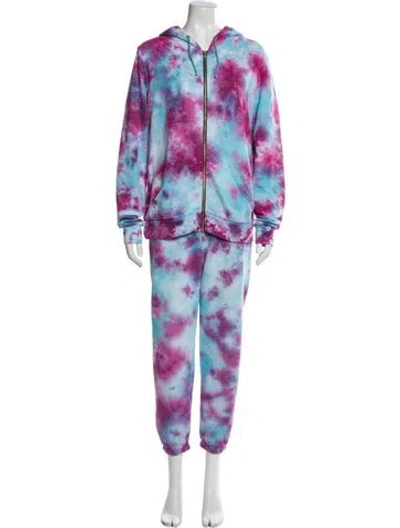 Pre-owned Aviator Nation Tie-dye Print Embroidered Accent Tracksuit In Multi