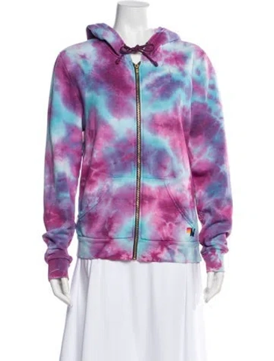 Pre-owned Aviator Nation Tie-dye Print Faux Fur Jacket In Blue