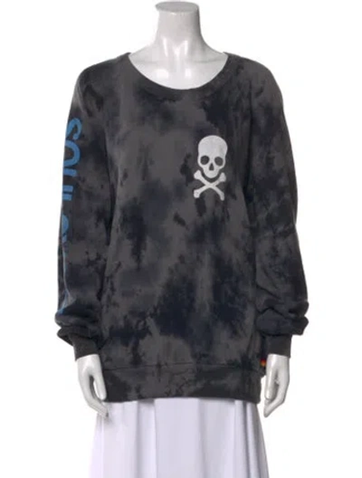 Pre-owned Aviator Nation Tie-dye Print Scoop Neck Sweatshirt In Blue