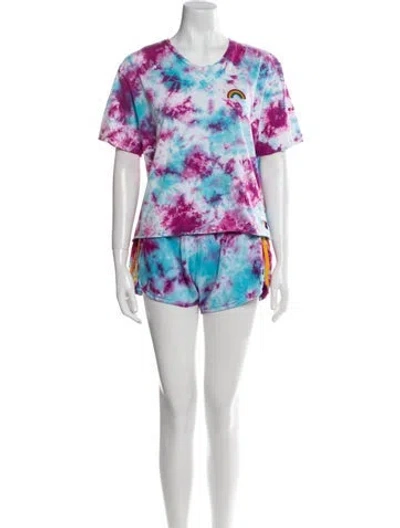 Pre-owned Aviator Nation Tie-dye Print Set In White