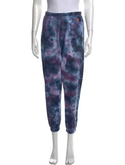 Pre-owned Aviator Nation Tie-dye Print Straight Leg Pants In Blue