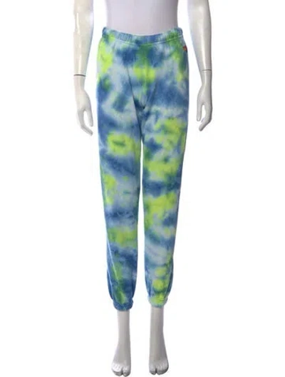 Pre-owned Aviator Nation Tie-dye Print Straight Leg Pants In Blue
