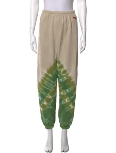 Pre-owned Aviator Nation Tie-dye Print Straight Leg Pants In Green