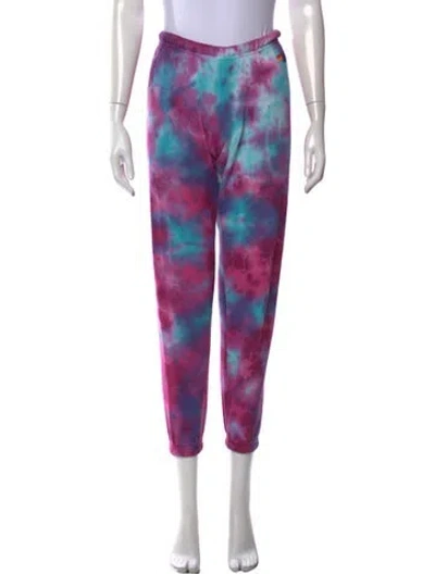 Pre-owned Aviator Nation Tie-dye Print Straight Leg Pants In Purple