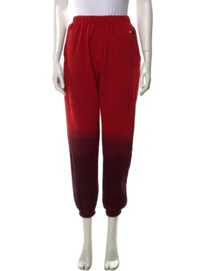 Pre-owned Aviator Nation Tie-dye Print Straight Leg Pants In Red