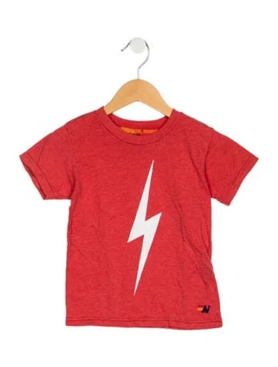 Pre-owned Aviator Nation Babies' Toddler Boys Short Sleeve Graphic Shirt In Red
