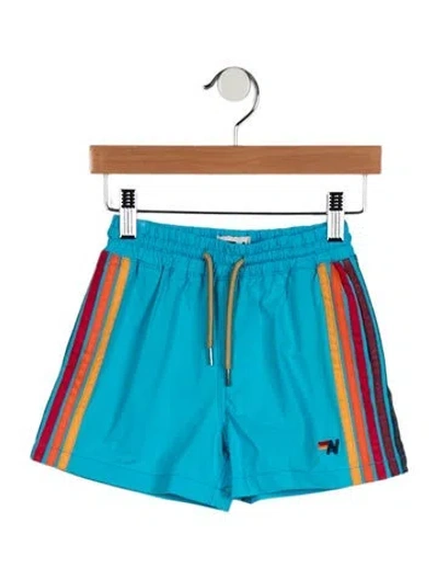 Pre-owned Aviator Nation Babies' Toddler Boys' Striped Athletic Shorts In Blue