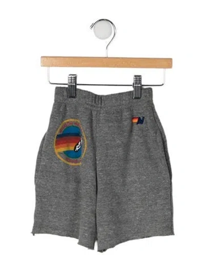 Pre-owned Aviator Nation Babies' Toddler Girls' Graphic Printed Shorts In Grey