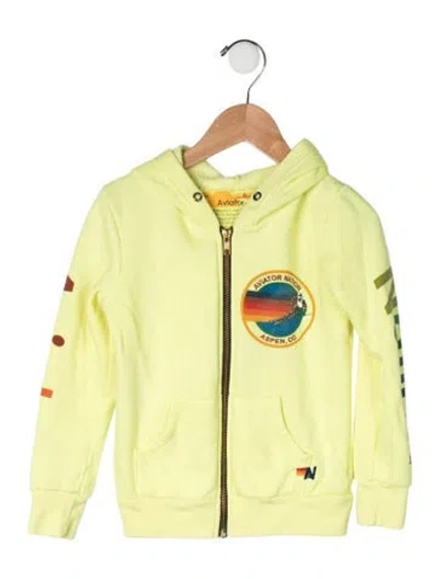 Pre-owned Aviator Nation Babies' Toddler Girls' Printed Zip Up Hoodie In Green