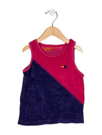 Pre-owned Aviator Nation Babies' Toddler Girls Two-toned Sleeveless Shirt In Pink