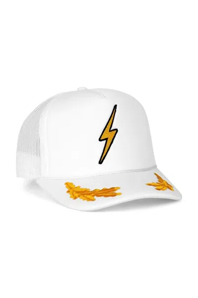 Aviator Nation Unisex Bolt Vintage Low Rise Leaf Trucker Hat In White