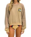 Aviator Nation Unisex California Surfer Patch Relaxed Crew Sweatshirt In Faded Tan In Neutral