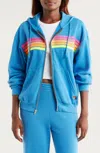 Aviator Nation Unisex Five Stripe Zip Hoodie In Cobalt In Blue